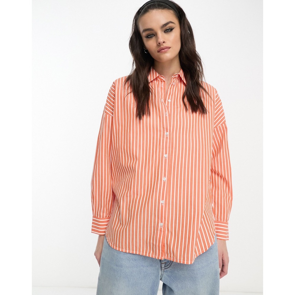 Selected Femme Size 8 /EU 40
Sanni Striped Shirt Orange Organic Cotton Oversized
